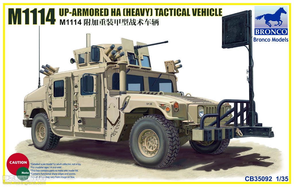 【威骏 35092】美国M1114HA 附加重装甲型战术车辆老外评测