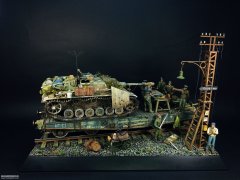 STUG on the plattformwagen--三号突击炮铁路场景