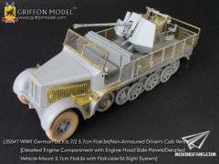 【格里芬 L35047】德国Sd.Kfz.7/2自行3.7cm Flak36高炮(非装甲驾驶室型)基本改造套件(威龙6541)