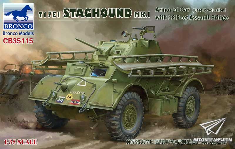 【威骏 CB35115】1/35 英军猎犬MK.I型装甲车(后期型)加12英尺突击桥开盒评测