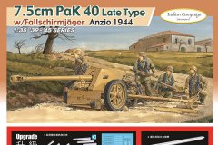 【威龙 6250】1/35 7.5cm PaK 40反坦克炮后期型 附空降猎兵 安齐奥1944再版单